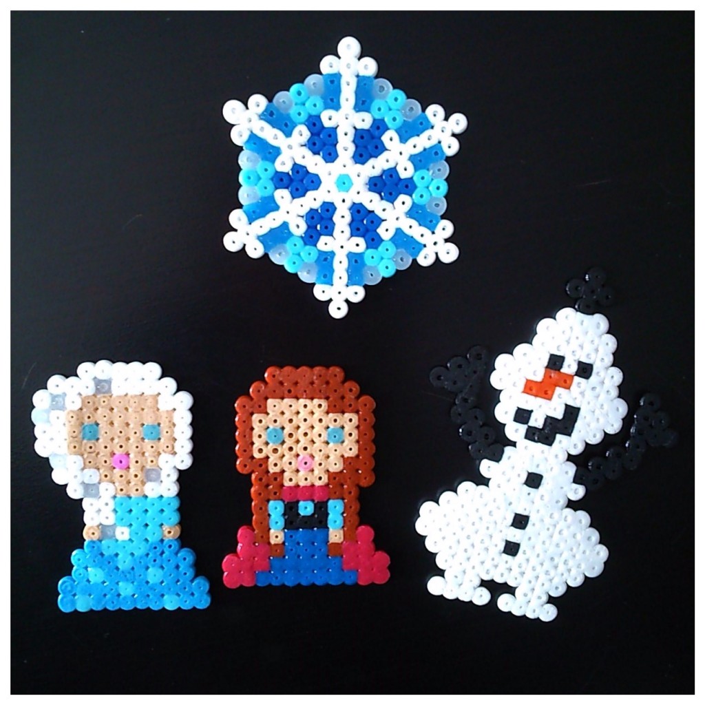 Personnages Reine des neiges frozen Olaf, Anna et Elsa en perles à repasser